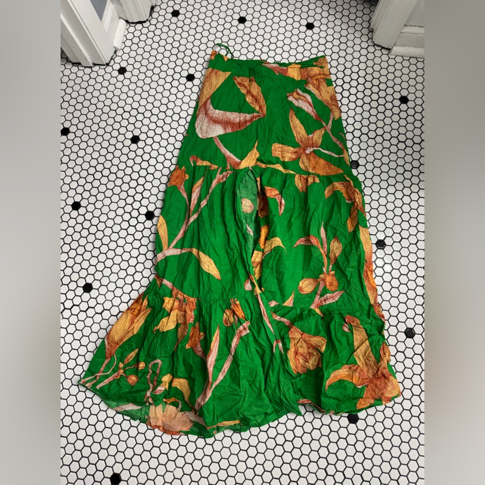 Luxxel Green and Orange Floral Maxi Skirt size large